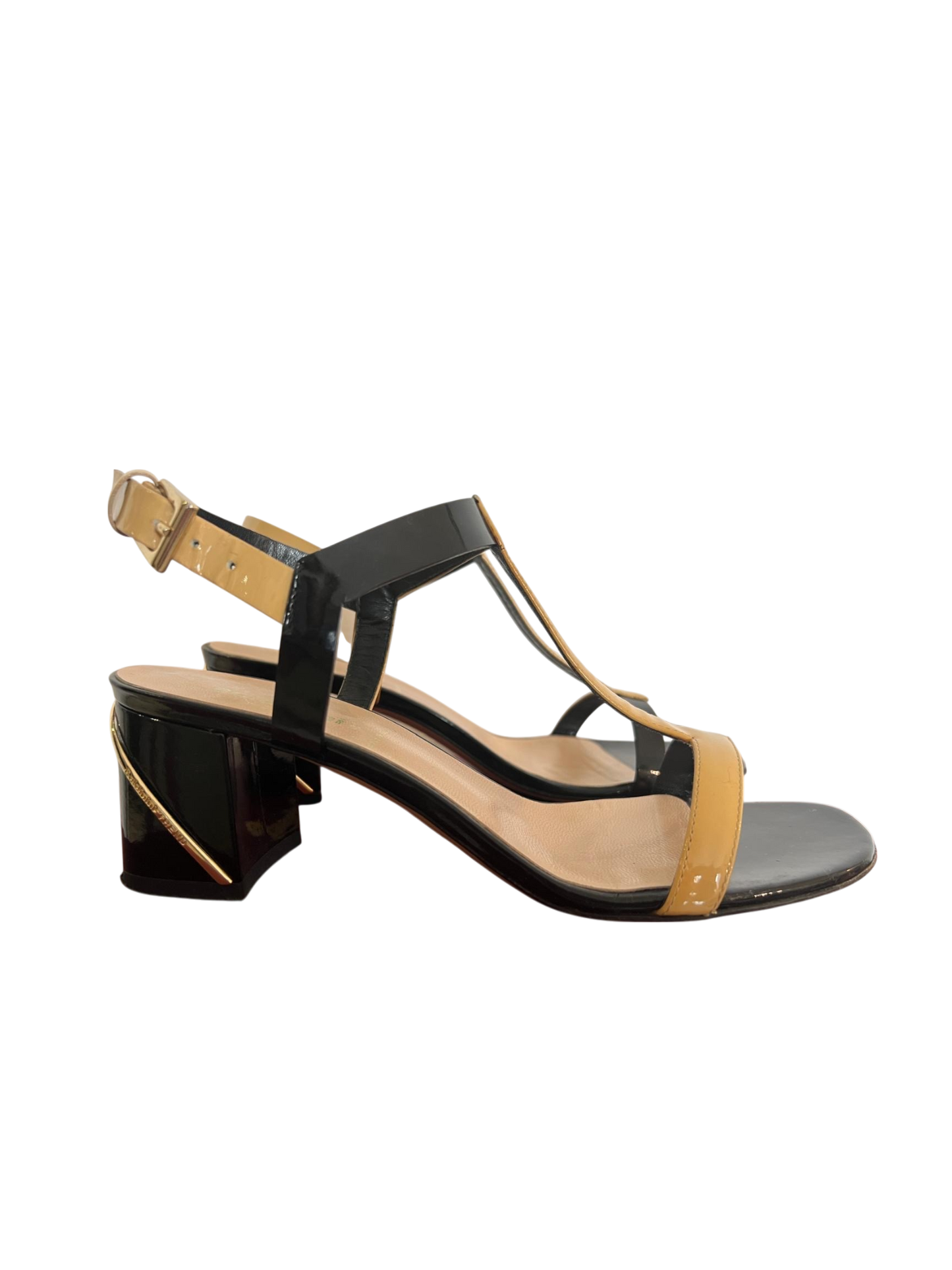 Sandales bicolores noir et beige