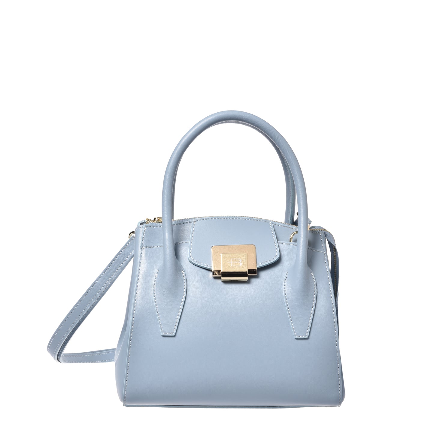 Borsa a mano in pelle azzurra
