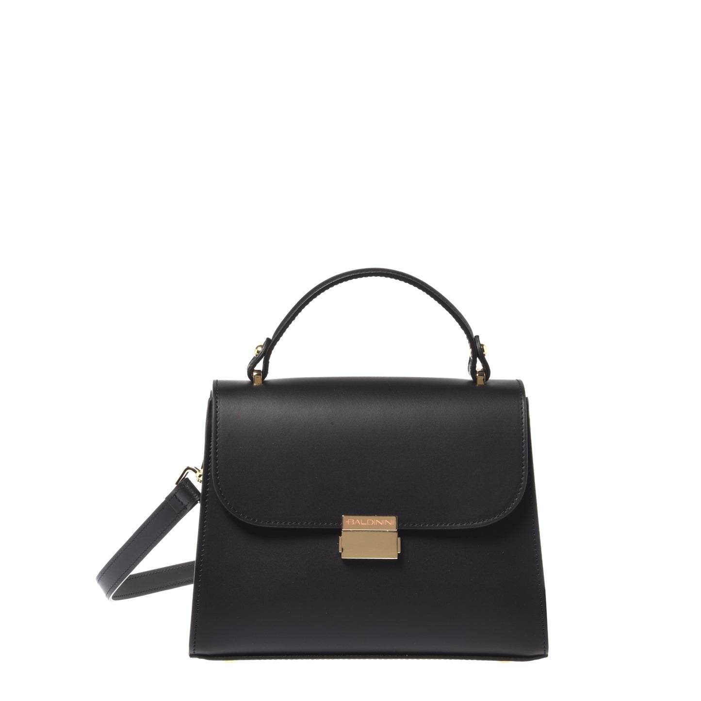 Black leather handbag