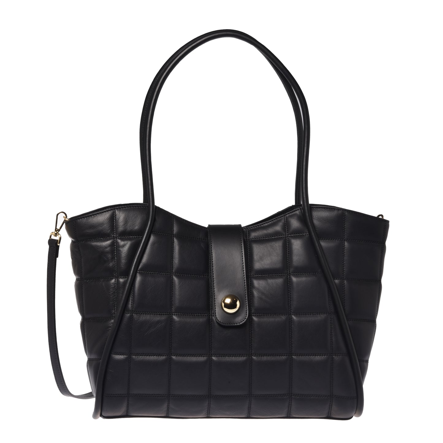 Sac porté épaule en cuir matelassé noir