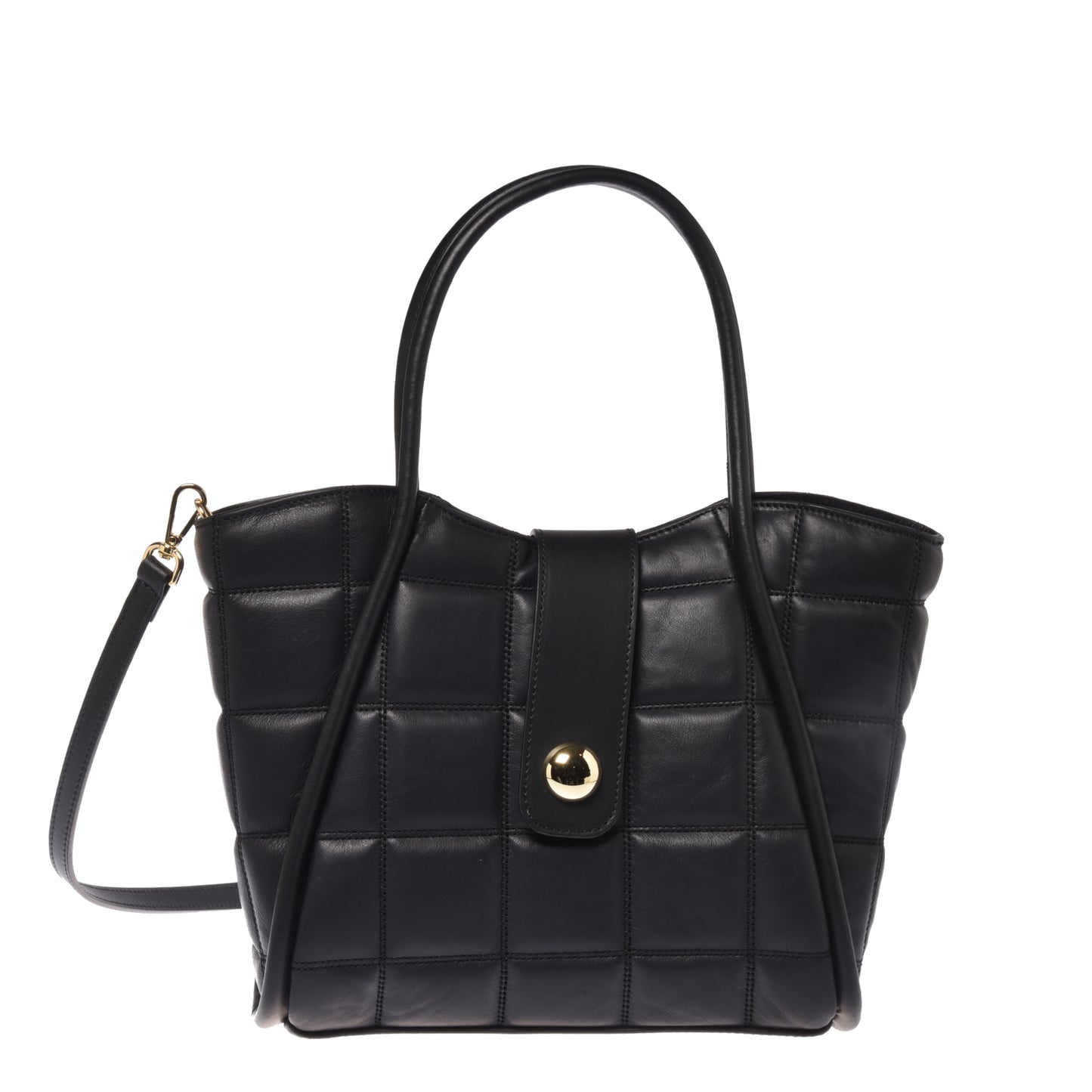 Sac porté épaule en cuir matelassé noir