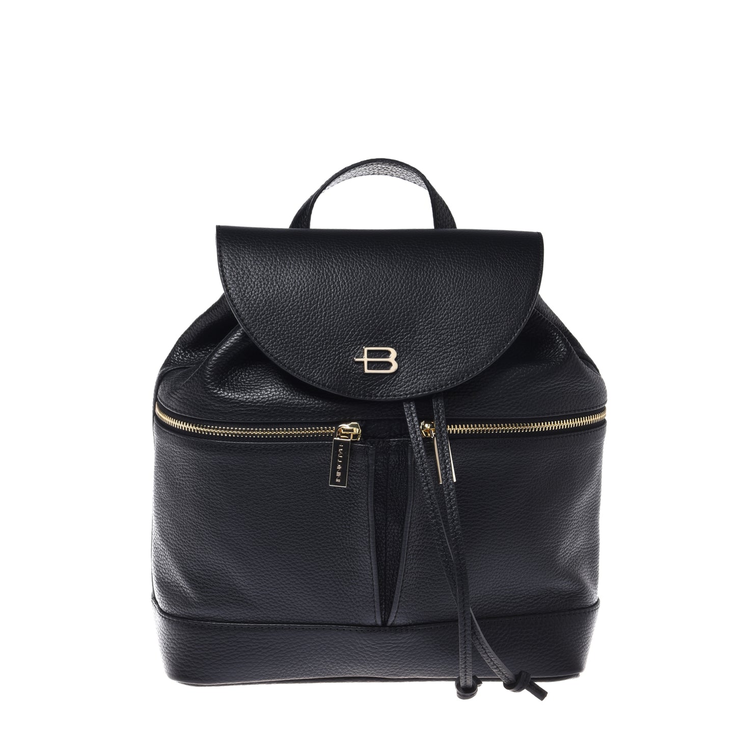 Black tumbled leather backpack