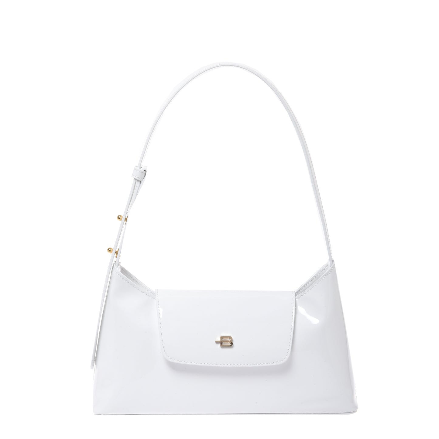 White patent leather shoulder bag