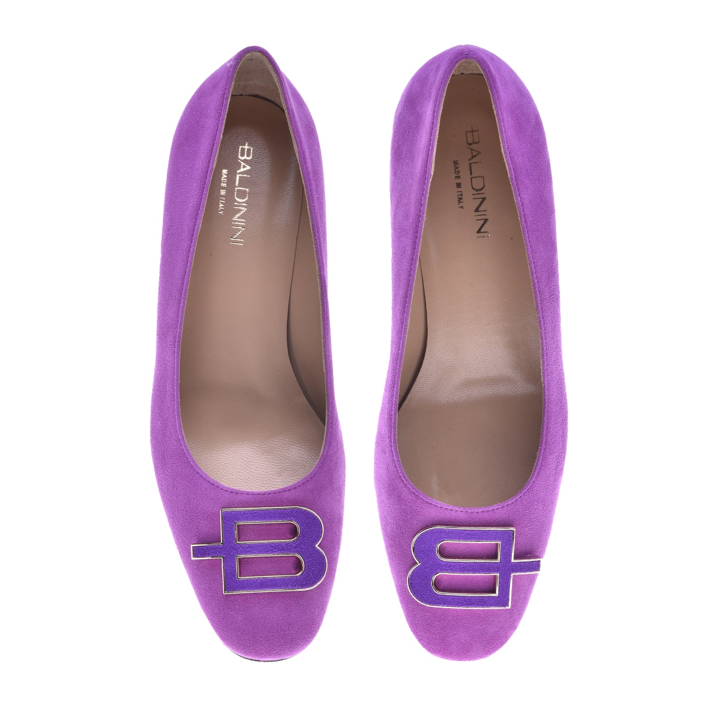 Purple suede pumps