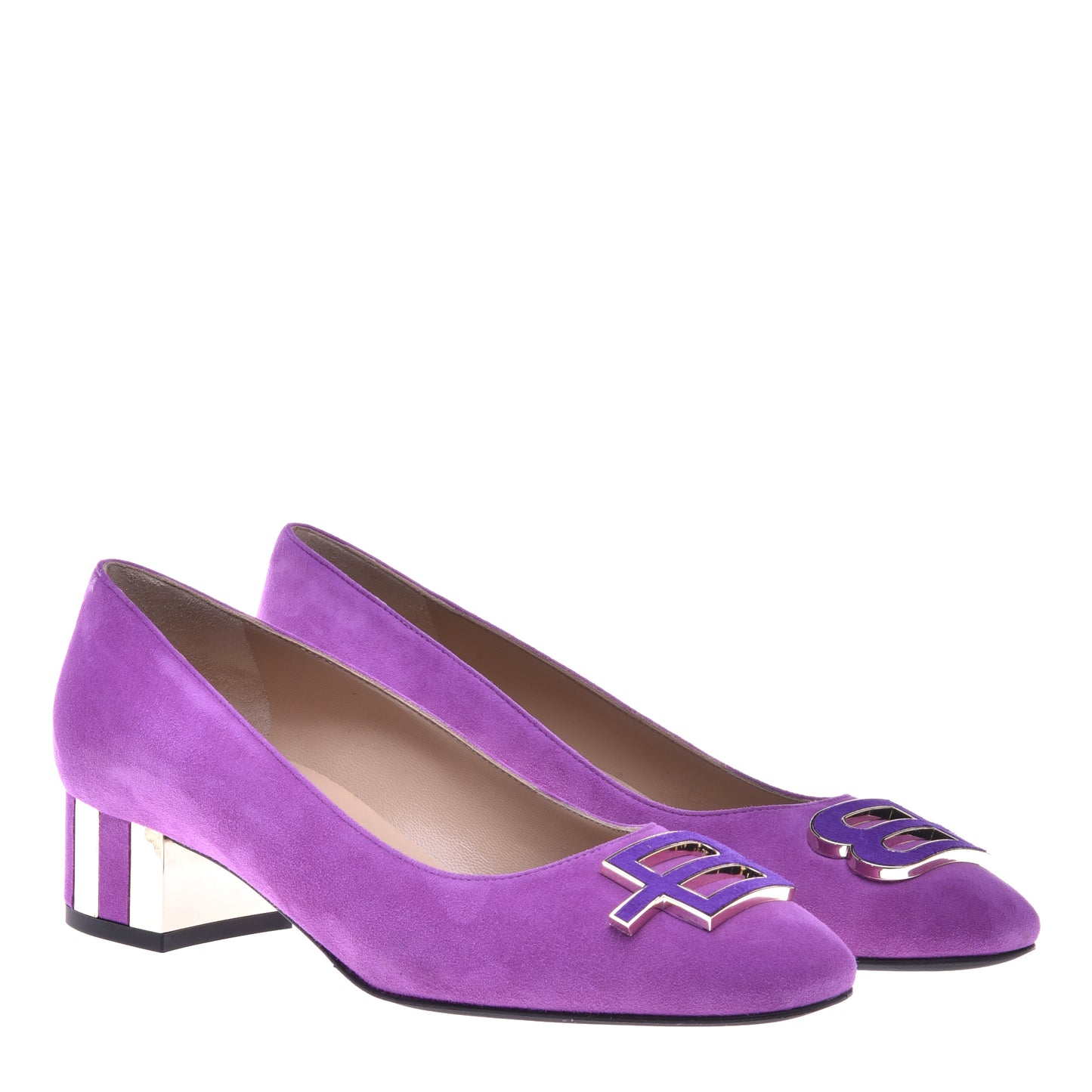Purple suede pumps
