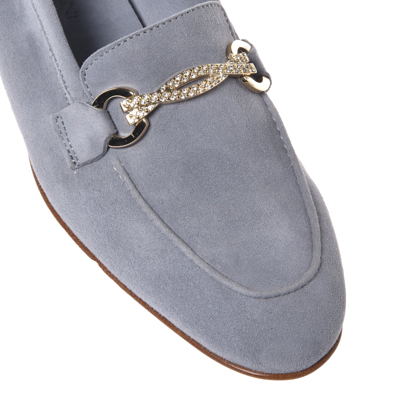 Mocassino in pelle scamosciata grigio chiaro