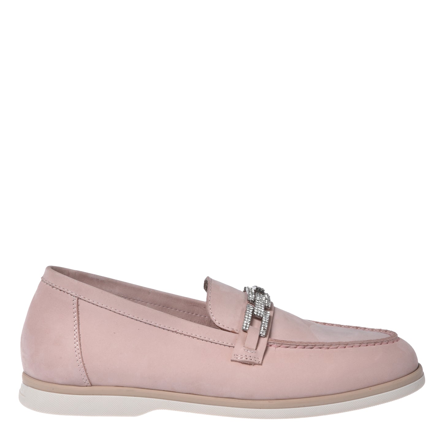 Mocassino in nabuk rosa cipria