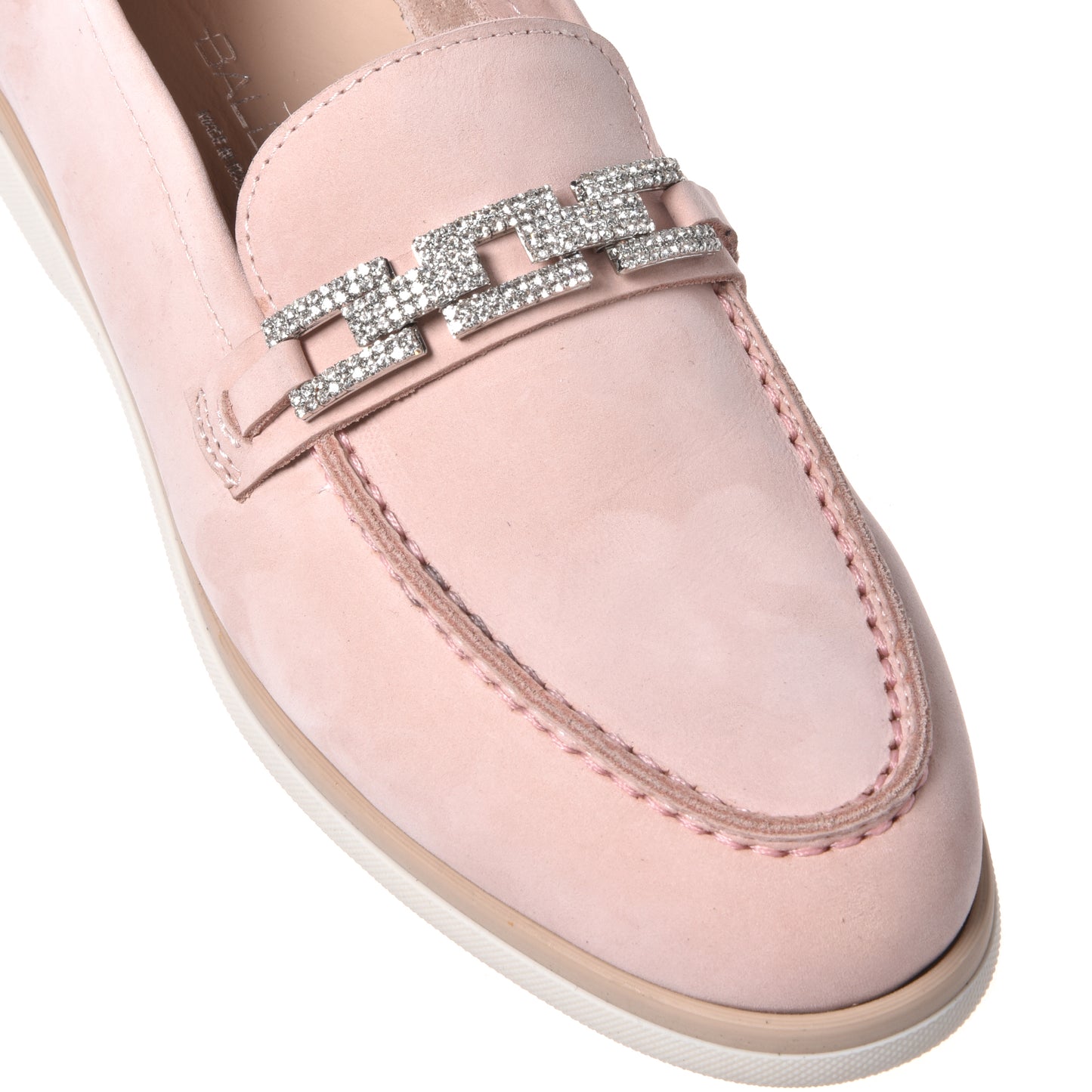 Mocassino in nabuk rosa cipria