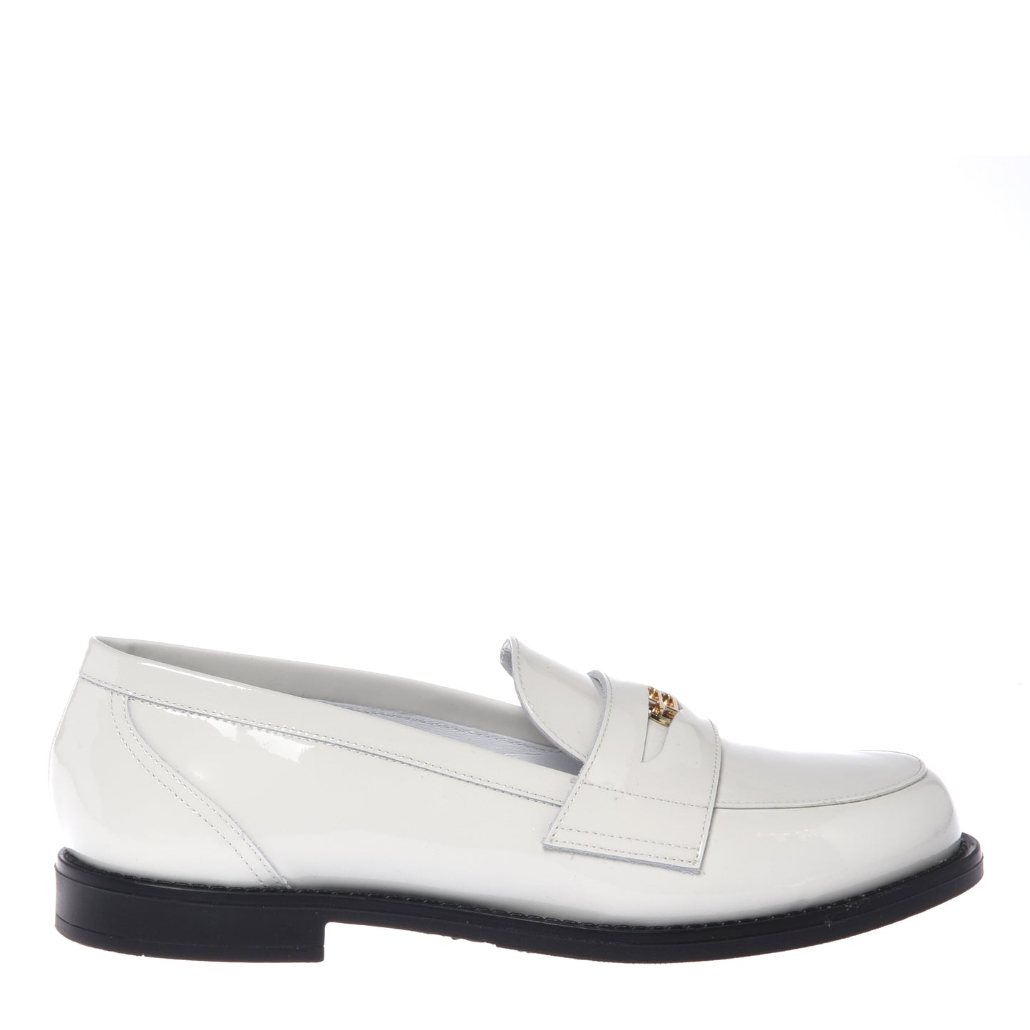 Mocassino in pelle verniciata bianco sporco