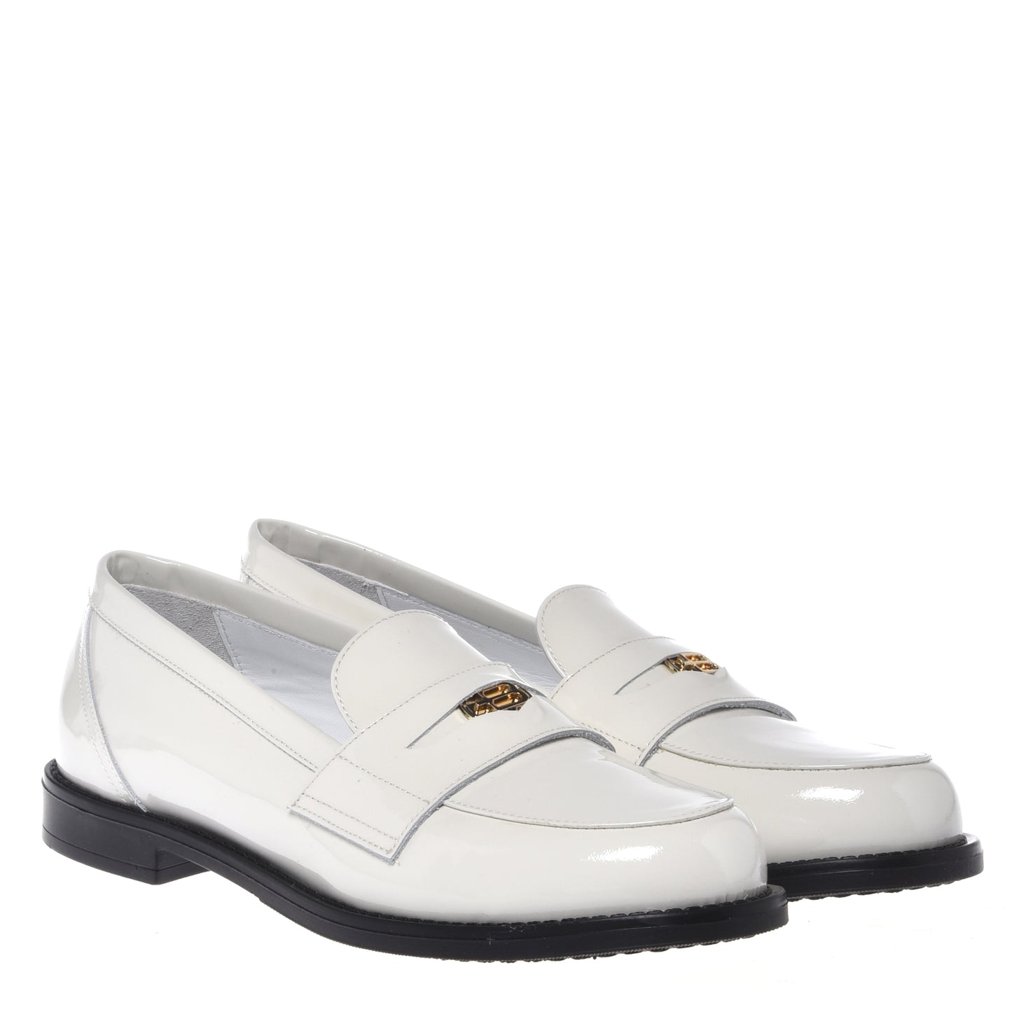 Mocassino in pelle verniciata bianco sporco