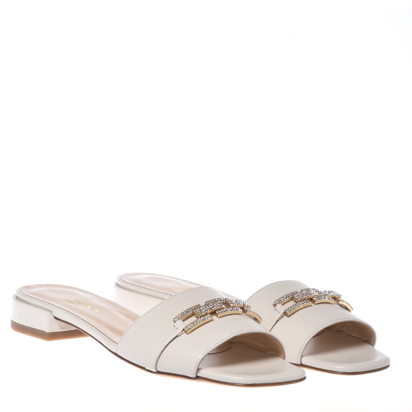 Mule en nappa blanc cassé
