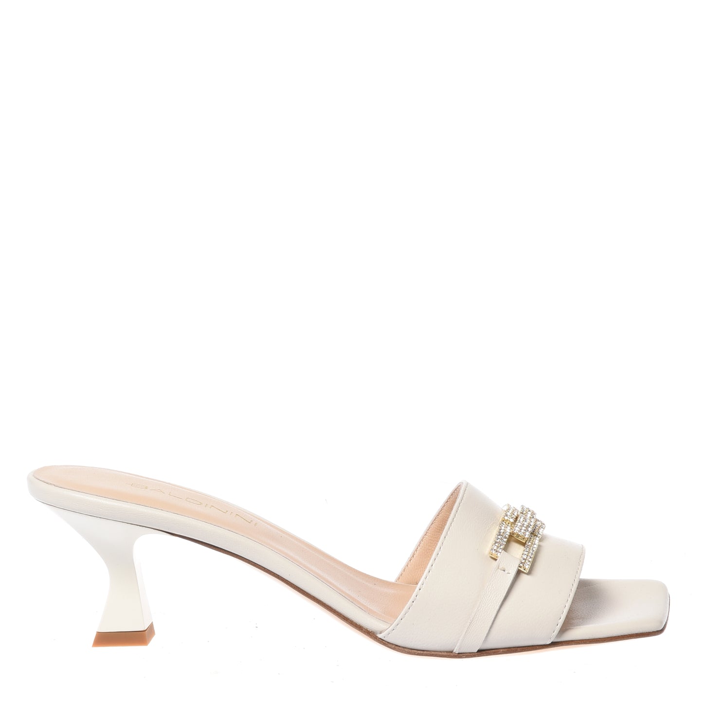 Mule en cuir nappa blanc cassé