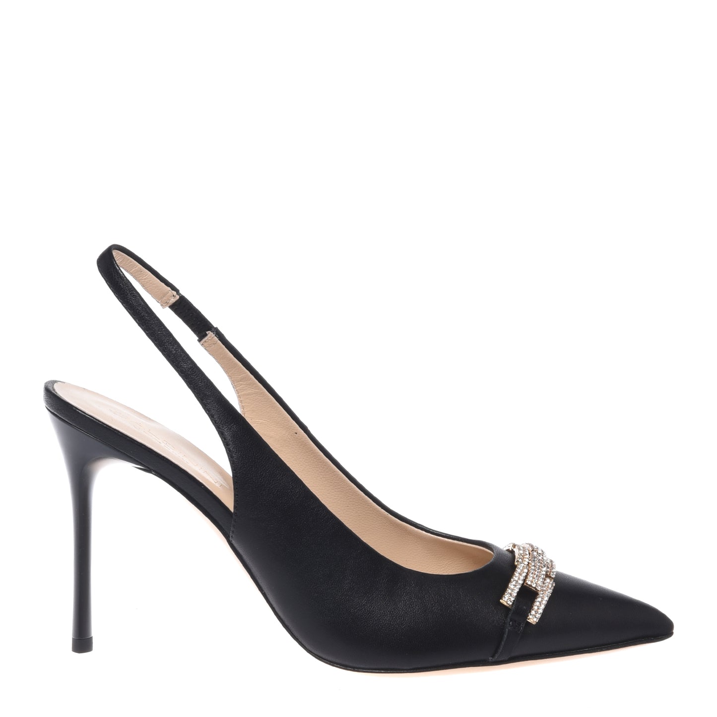 Black nappa slingback