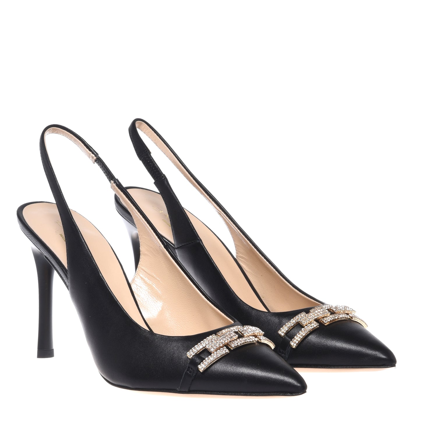 Slingback in nappa nera