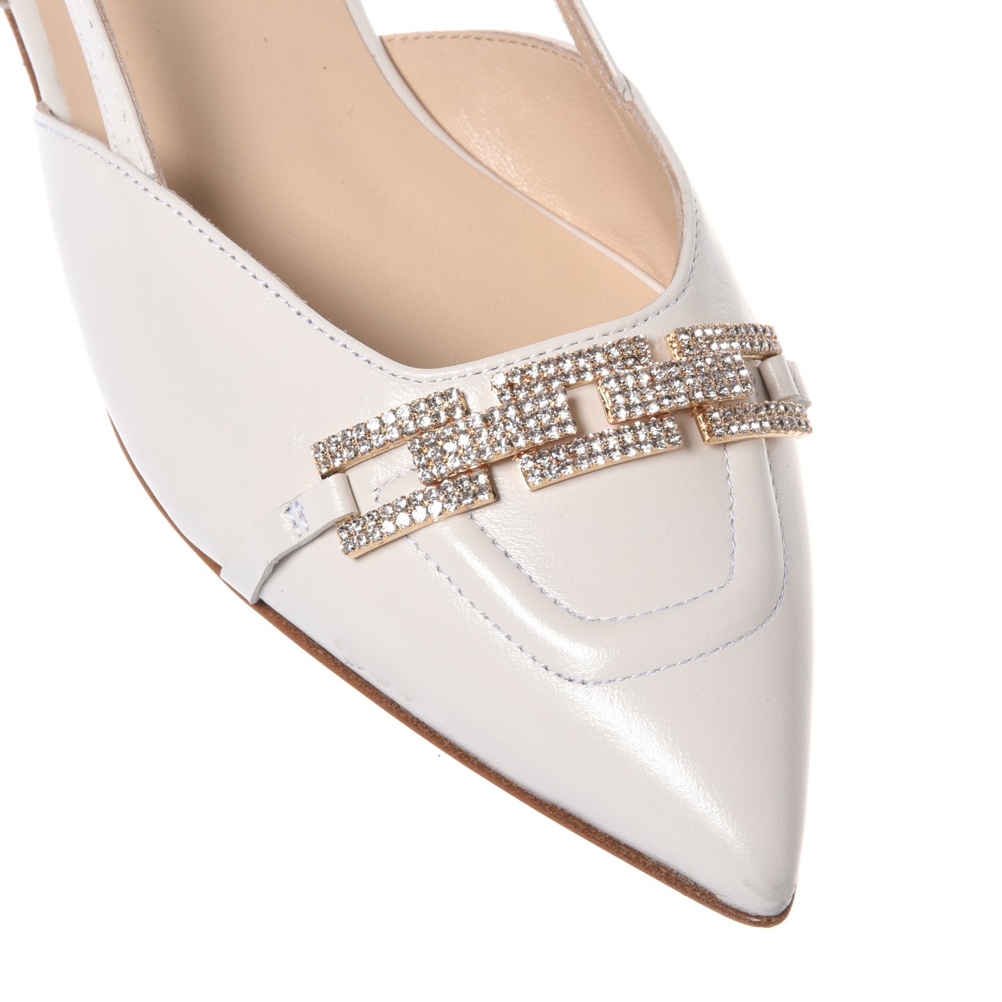 Slingback in nappa bianco sporco