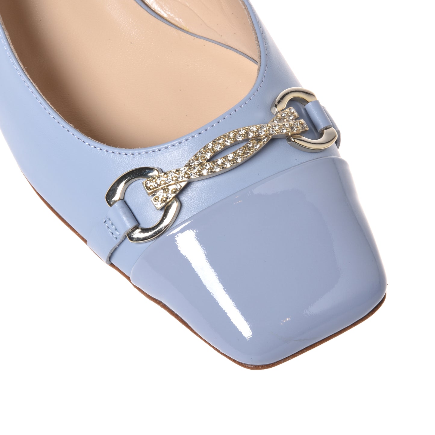 Slingback en vernis et nappa bleu clair