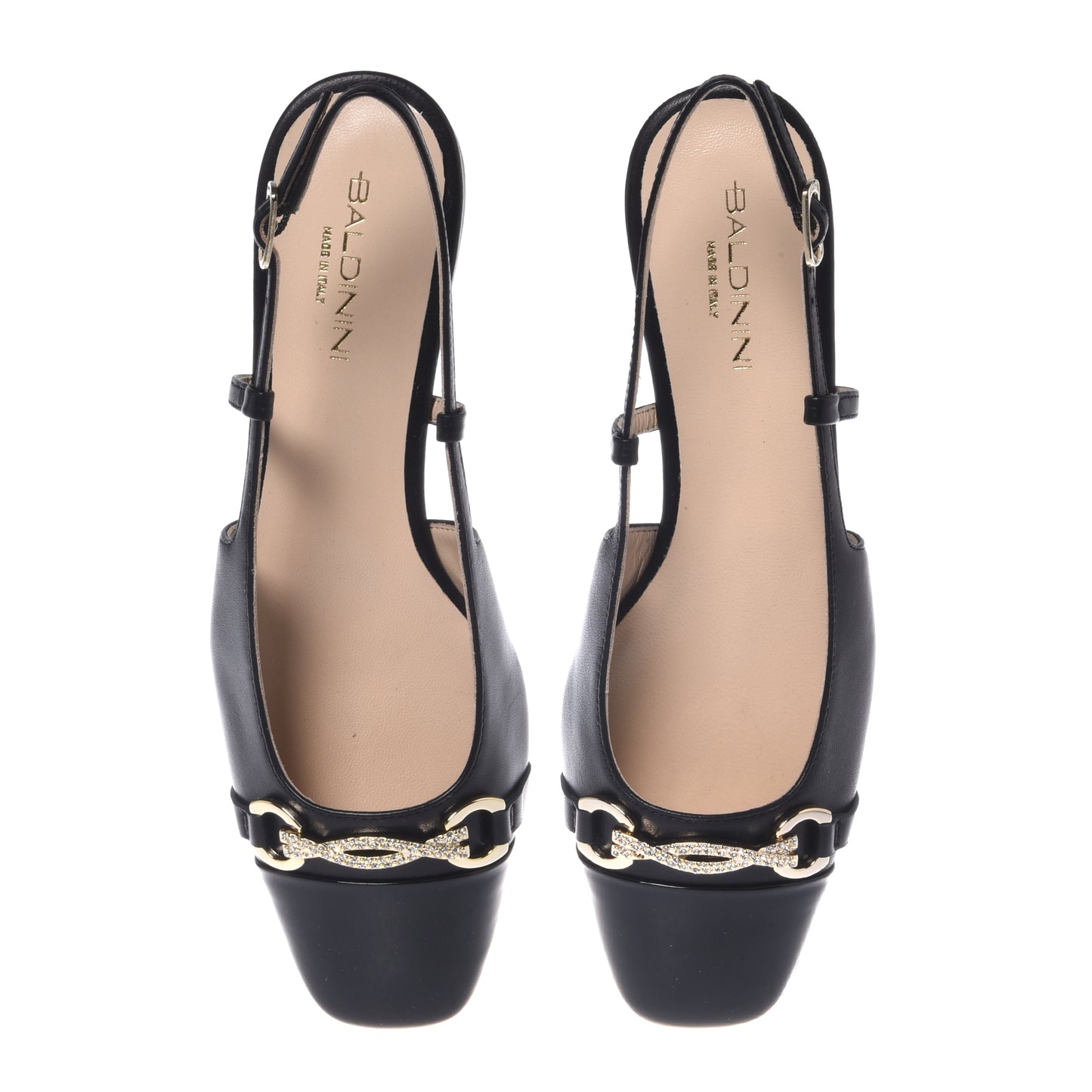 Slingback en vernis et nappa noir