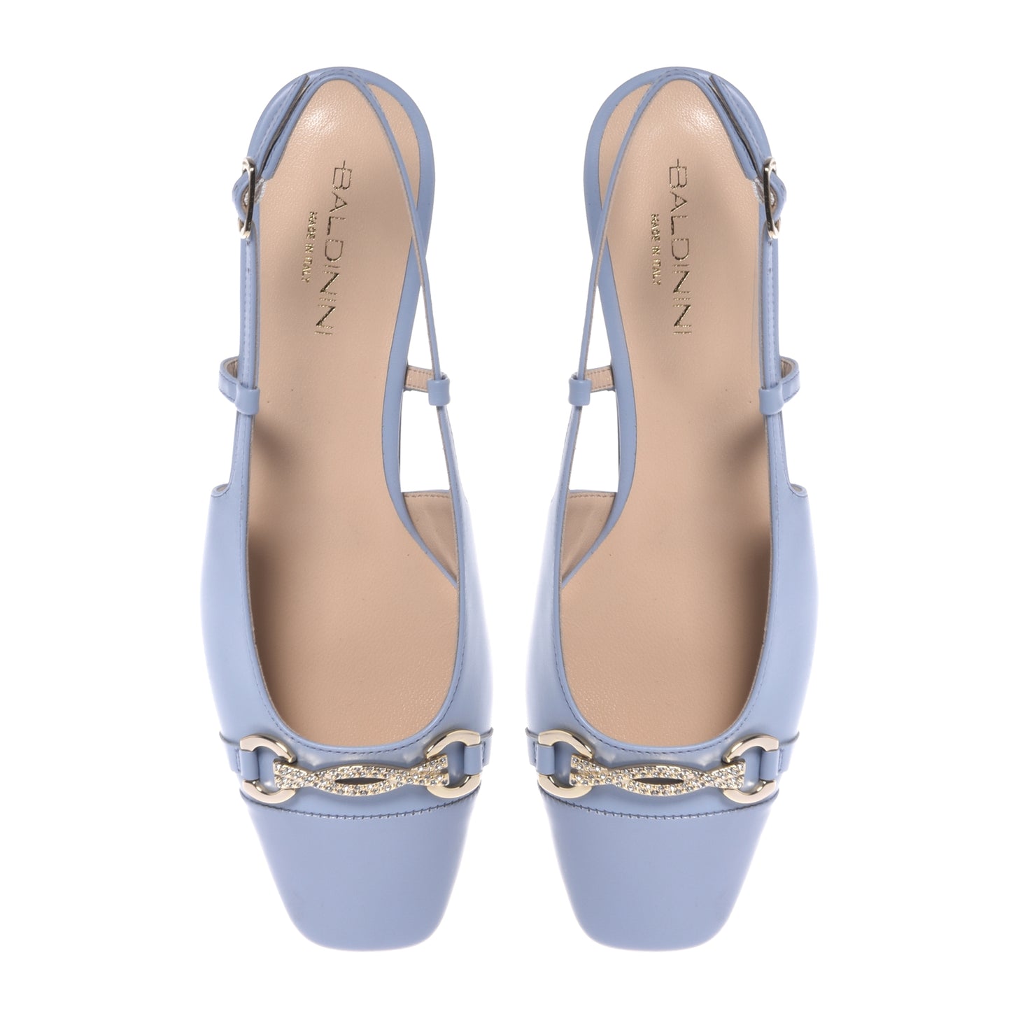 Slingback en vernis et nappa bleu clair