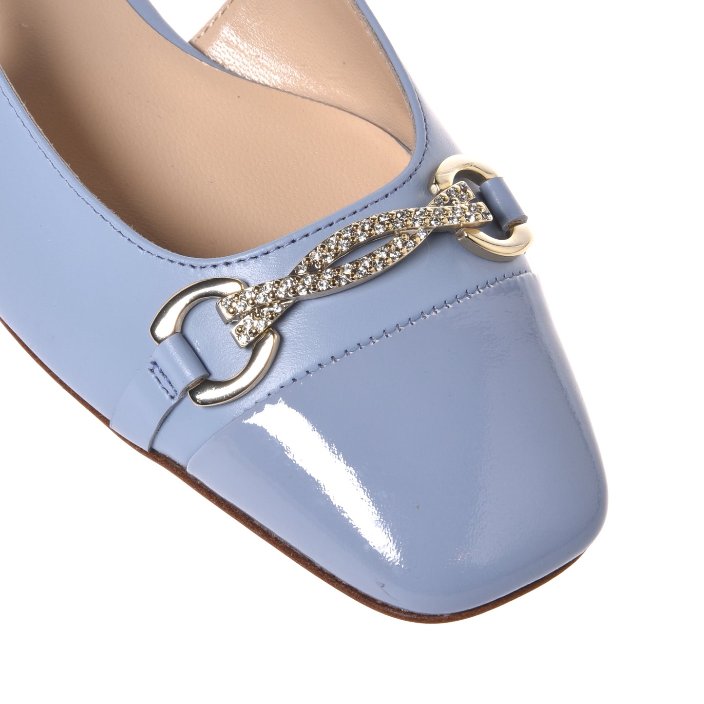 Slingback en vernis et nappa bleu clair