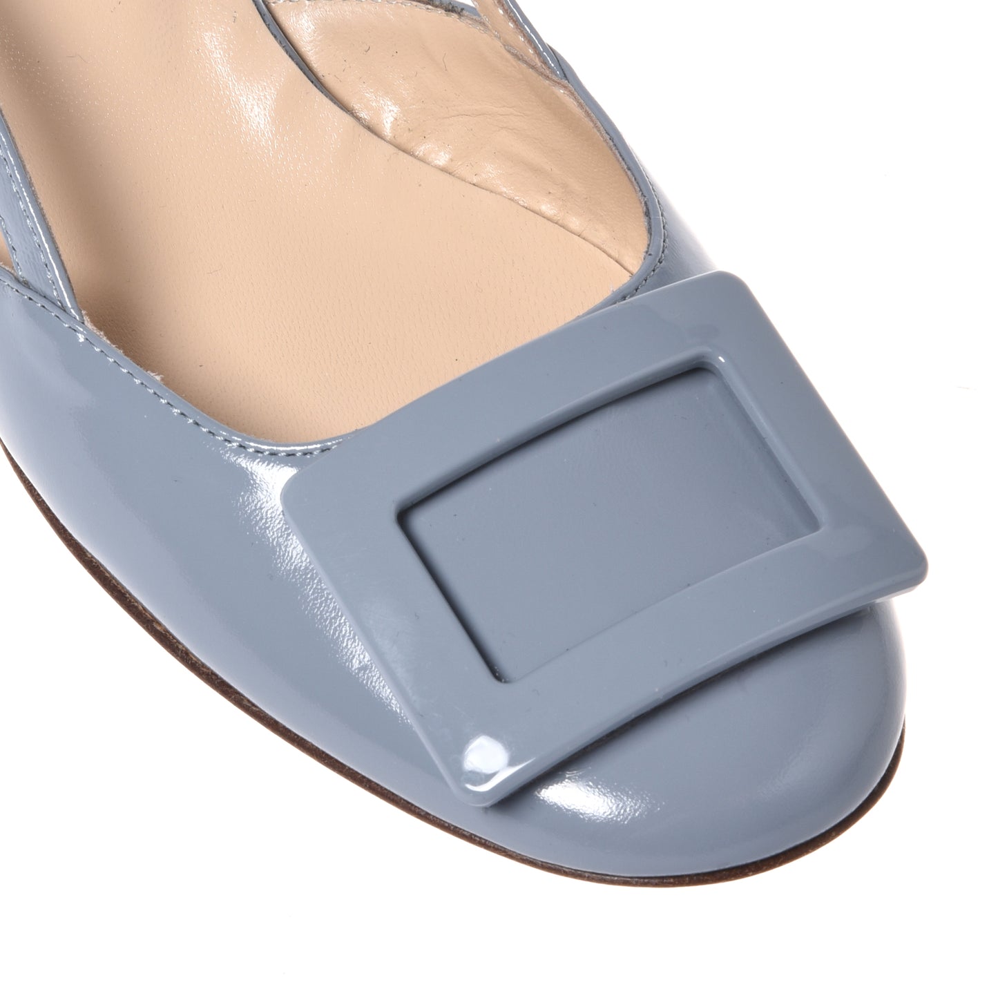 Slingback en vernis gris bleu