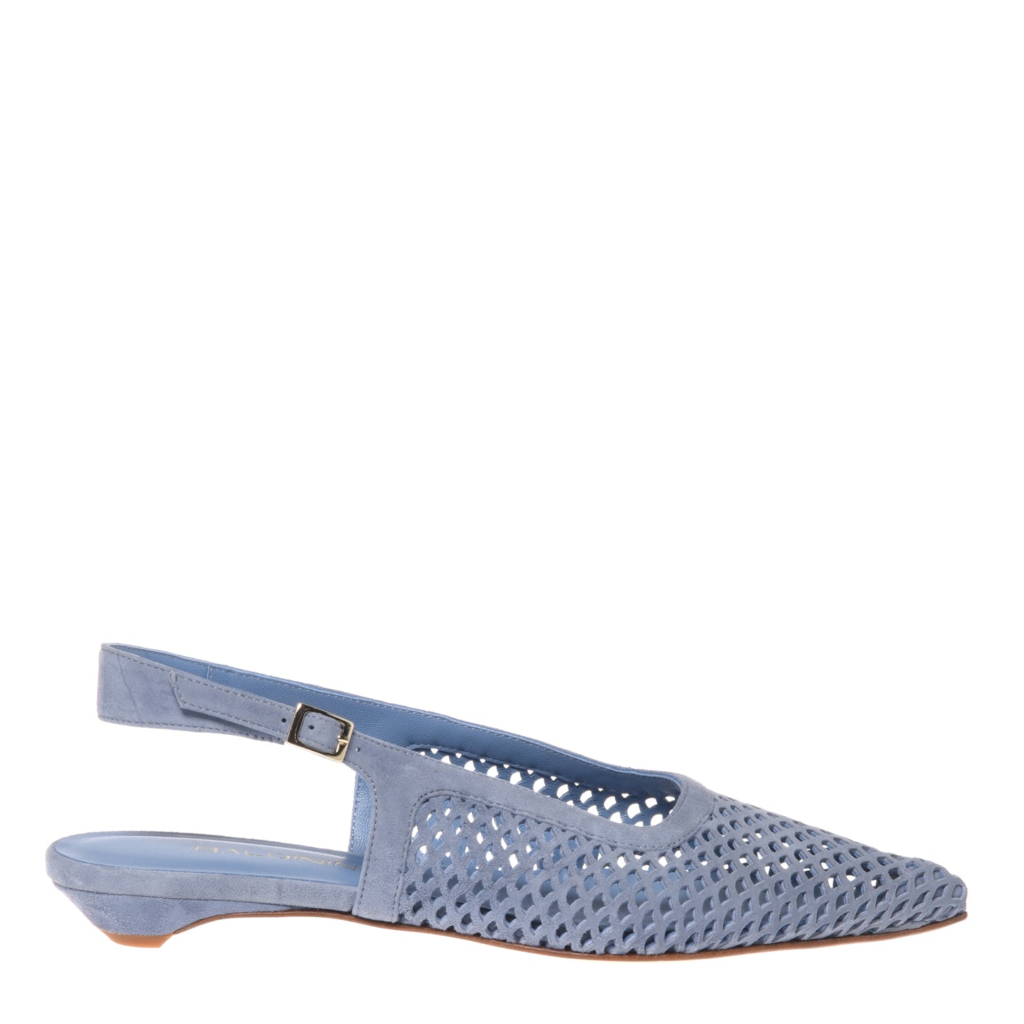 Slingback en daim perforé bleu aviateur