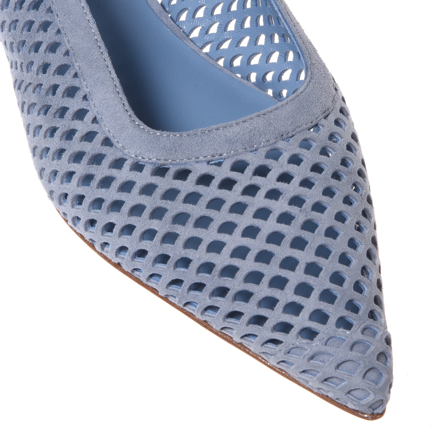 Slingback en daim perforé bleu aviateur
