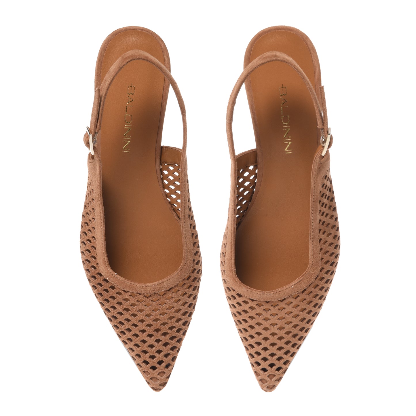 Slingback en daim perforé couleur cuir