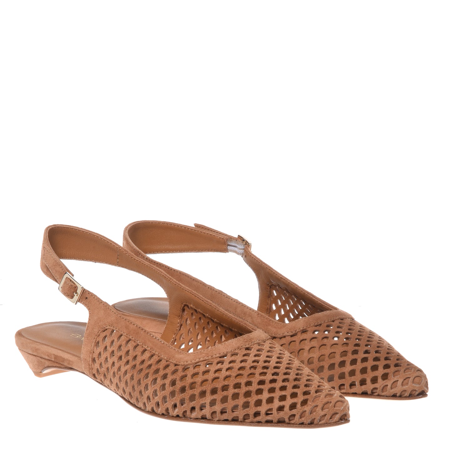 Slingback en daim perforé couleur cuir