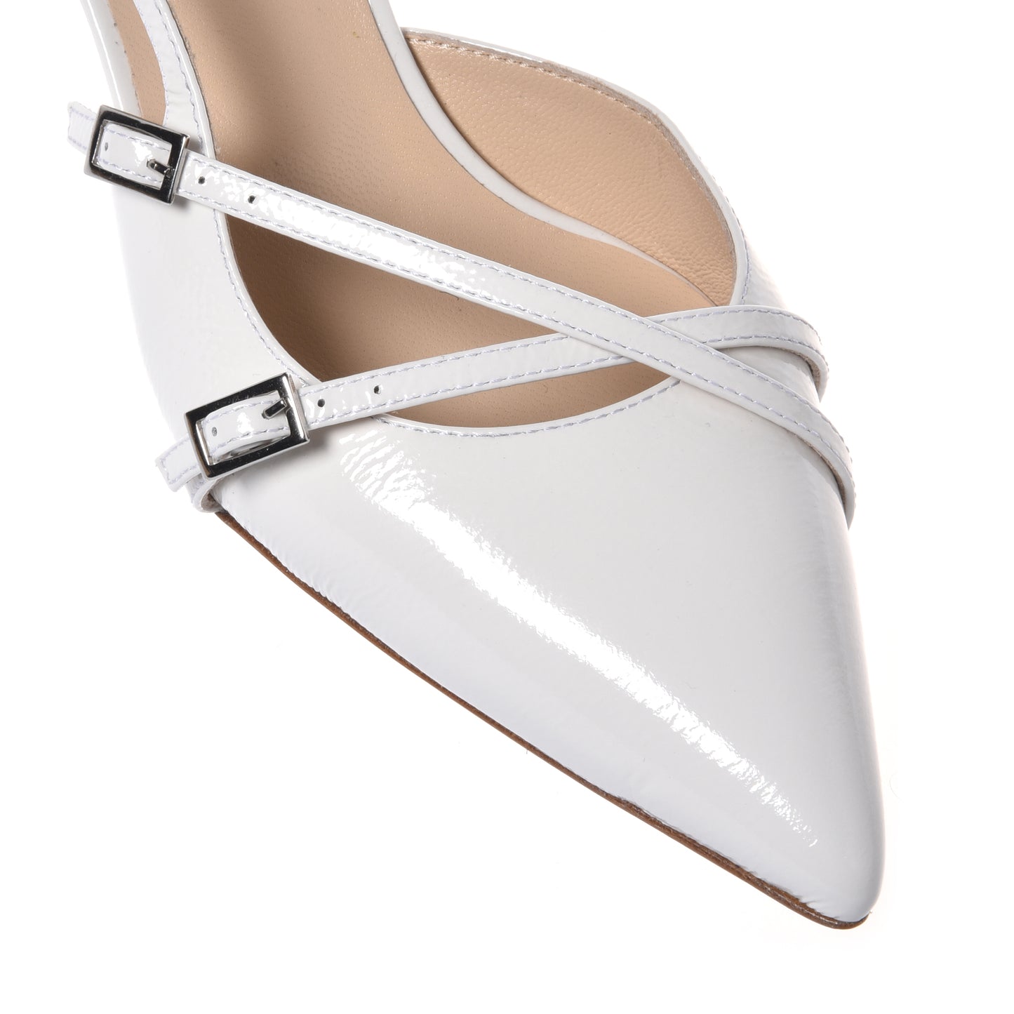 Slingback in naplak bianco sporco