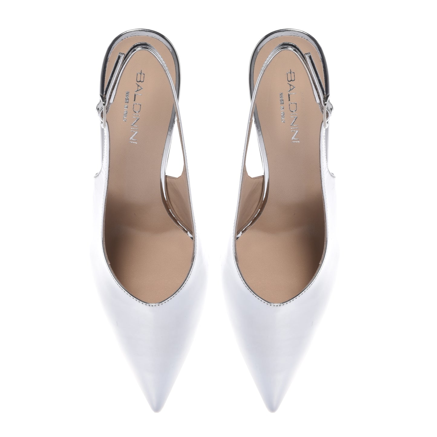 Slingback en cuir miroir argent