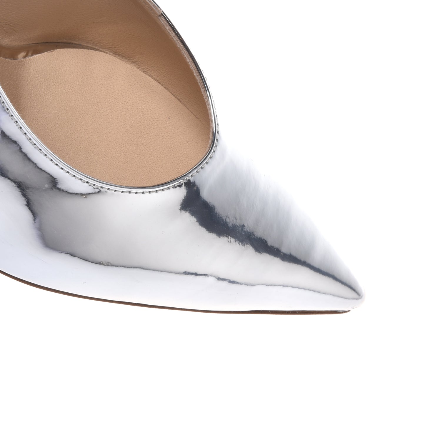 Slingback en cuir miroir argent