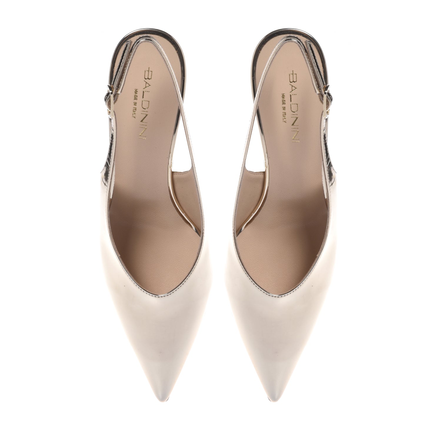 Slingback en cuir miroir or clair