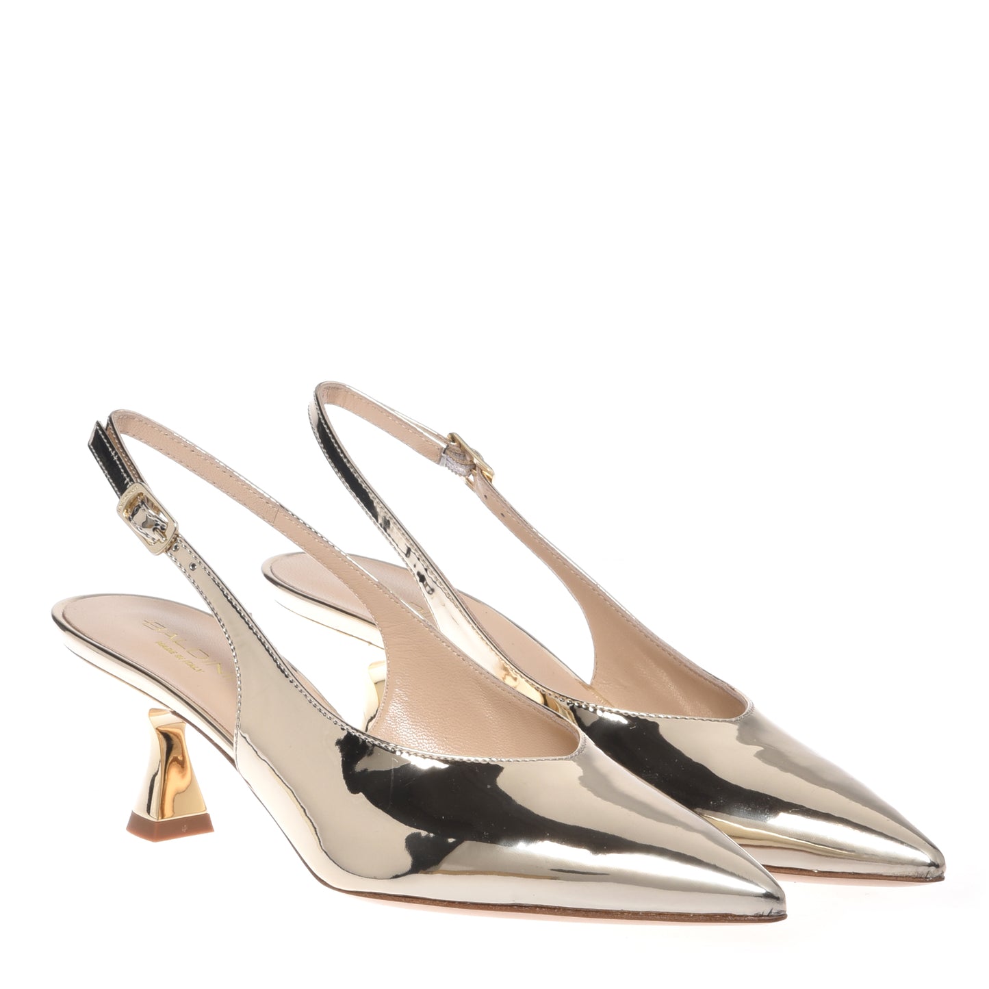 Slingback en cuir miroir or clair