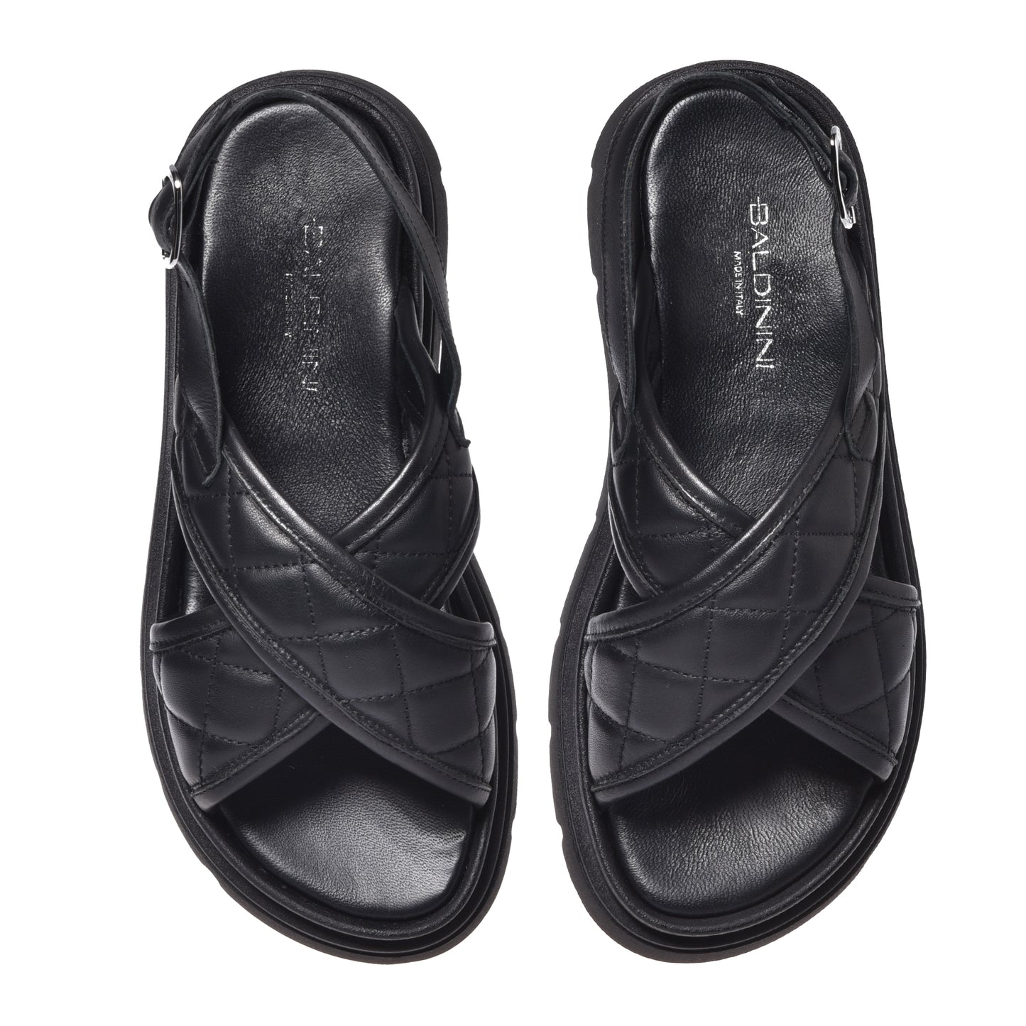 Sandale en cuir matelassé noir