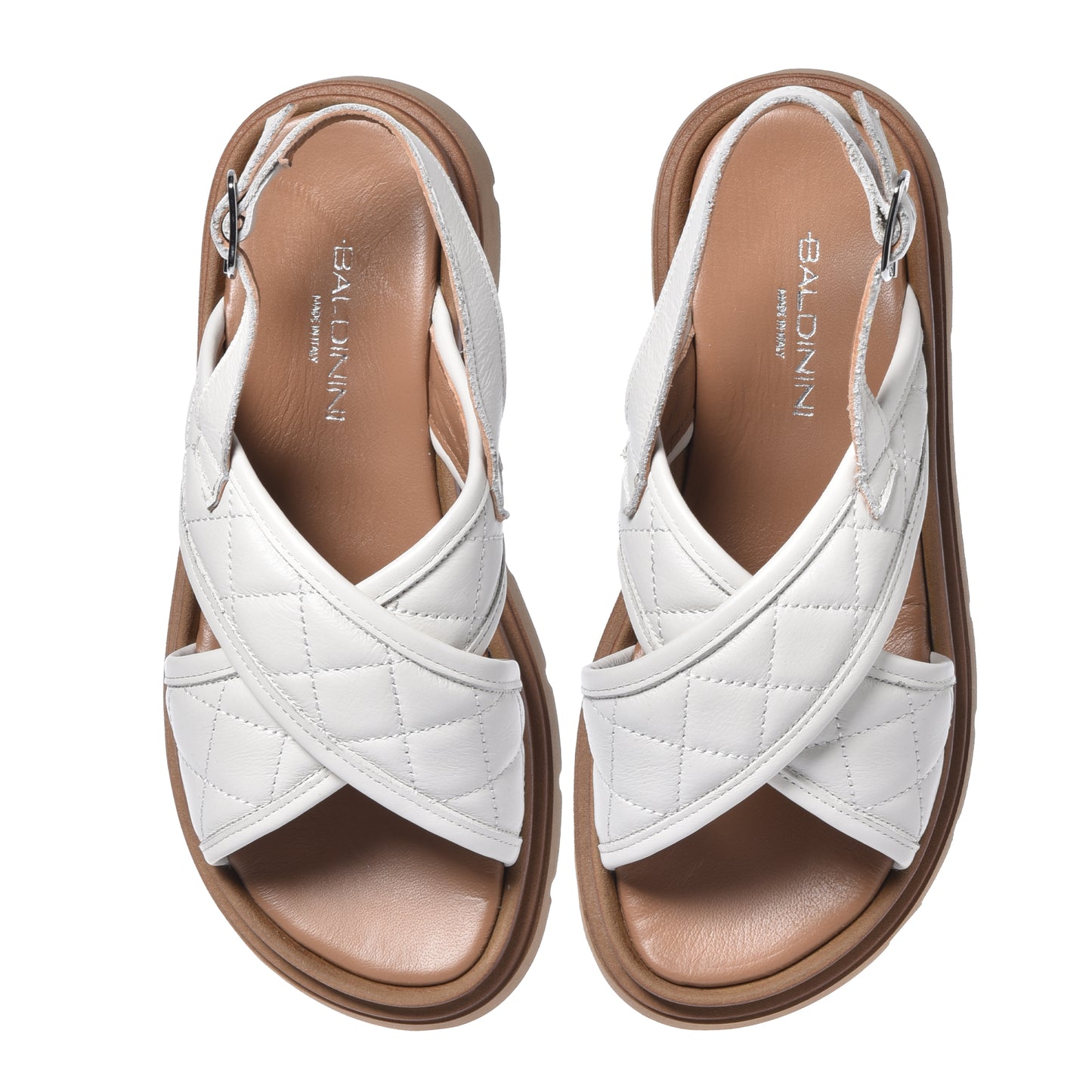 Sandale en cuir matelassé blanc