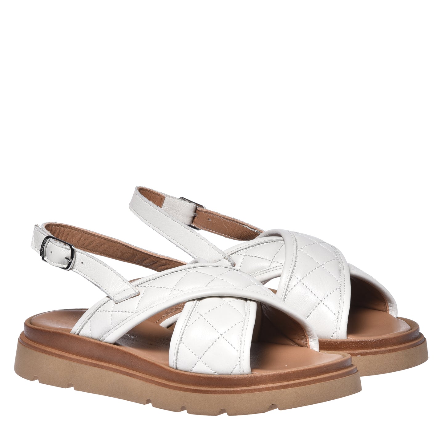 Sandale en cuir matelassé blanc