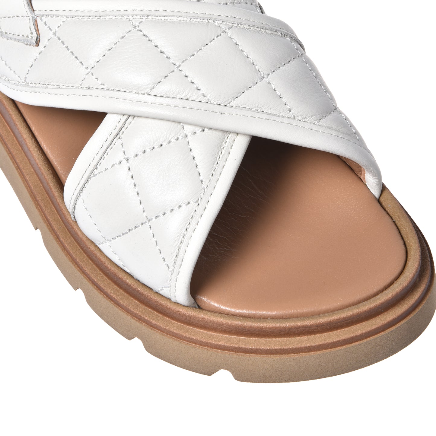 Sandale en cuir matelassé blanc