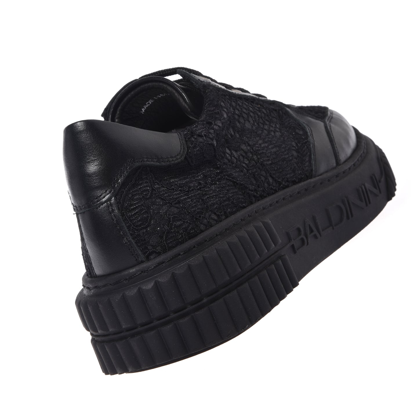 Sneaker en cuir et dentelle noir