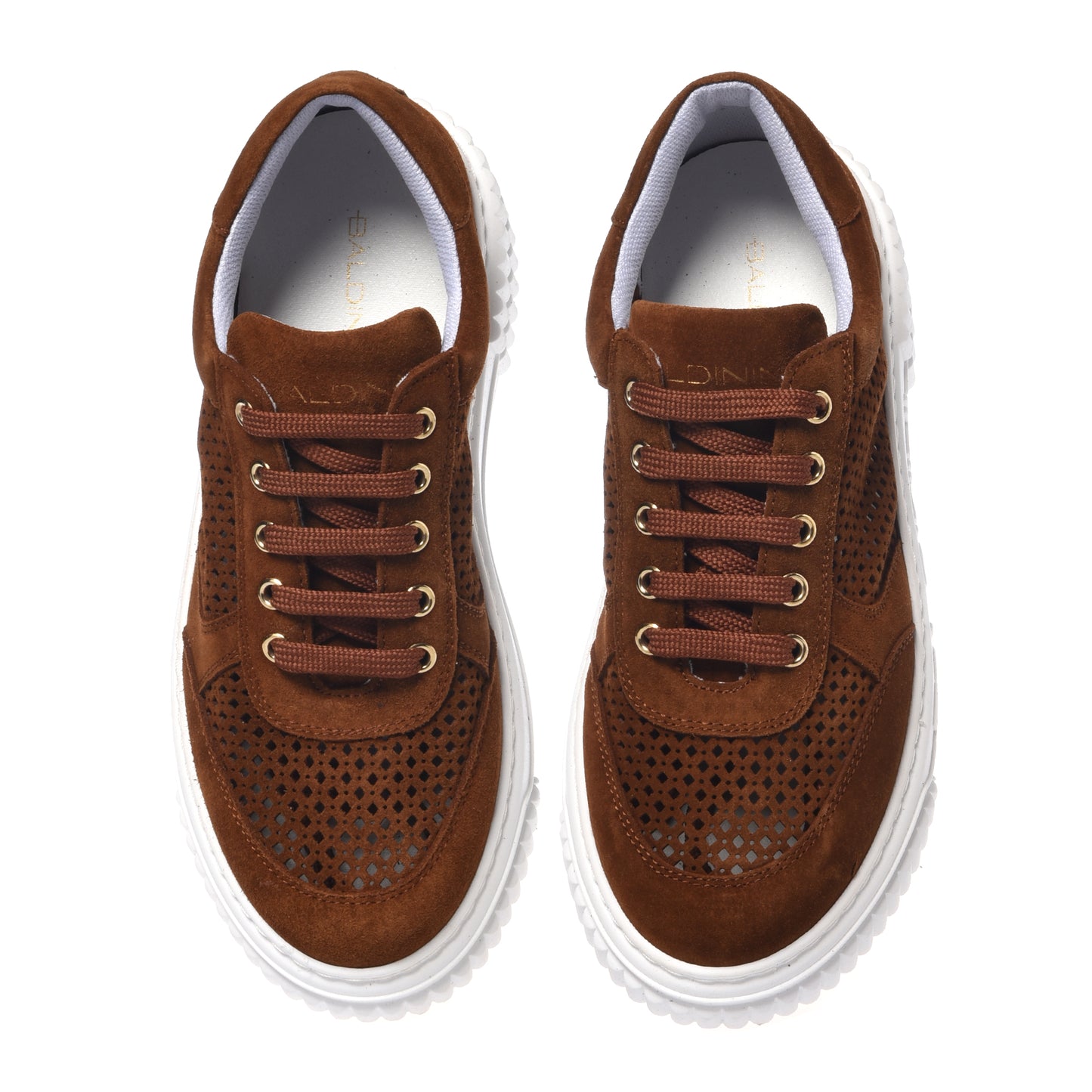 Sneaker en daim perforé marron