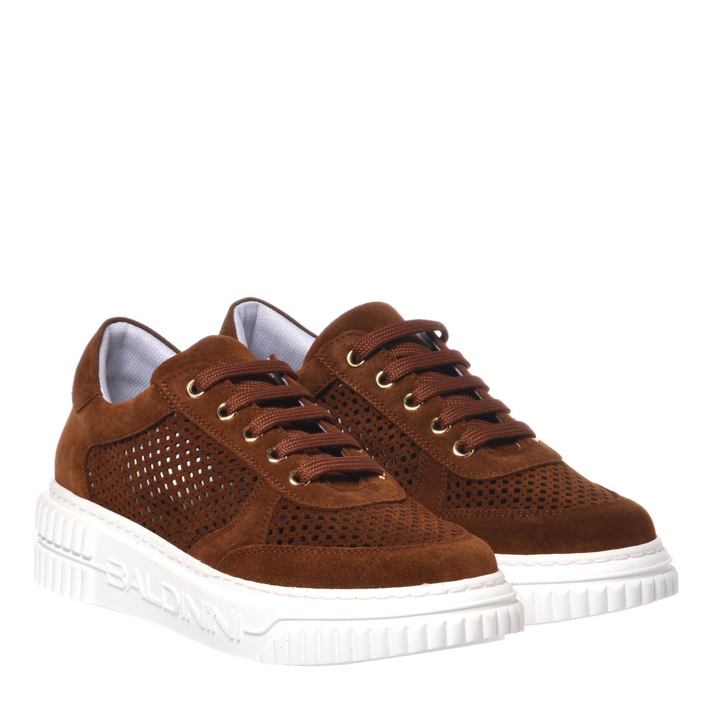 Sneaker en daim perforé marron