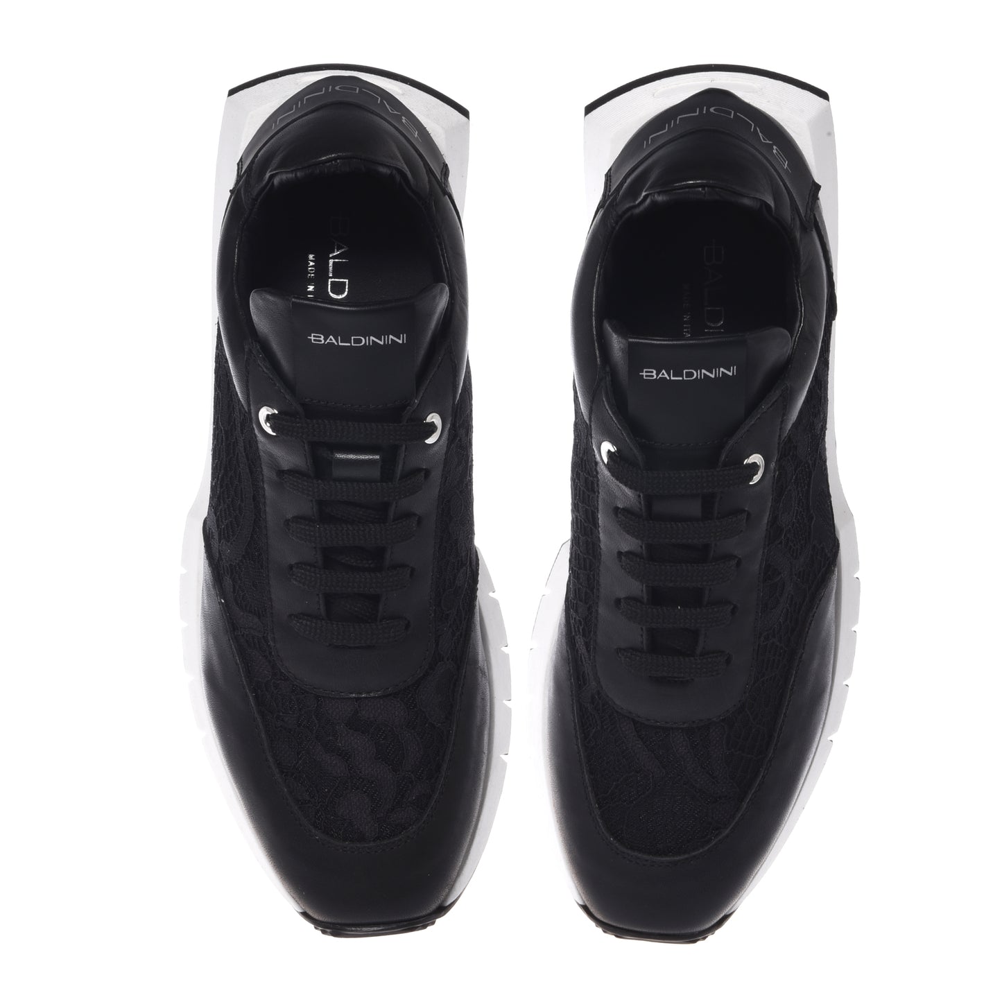 Sneaker en nappa et dentelle noir