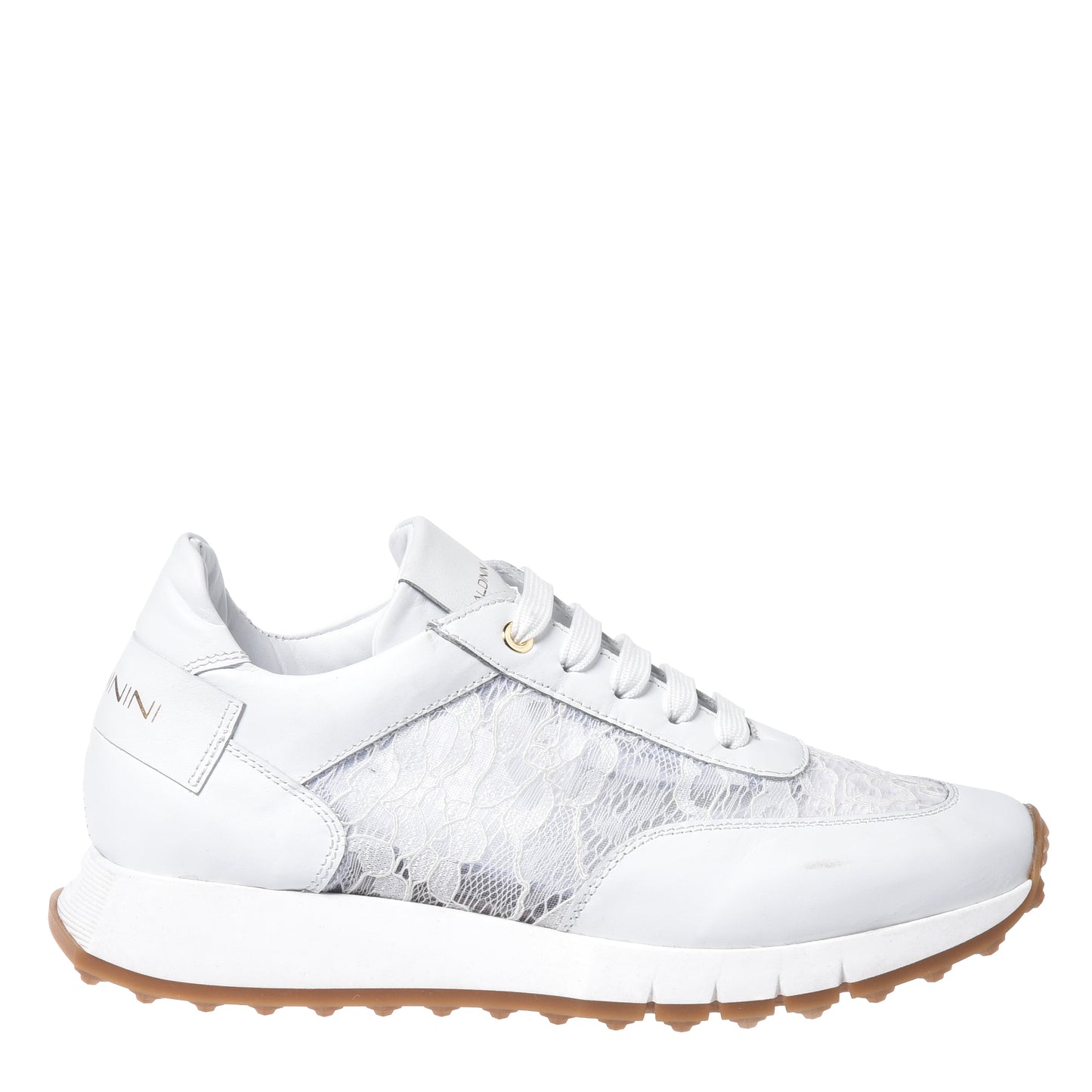 Sneaker in nappa bianca e pizzo