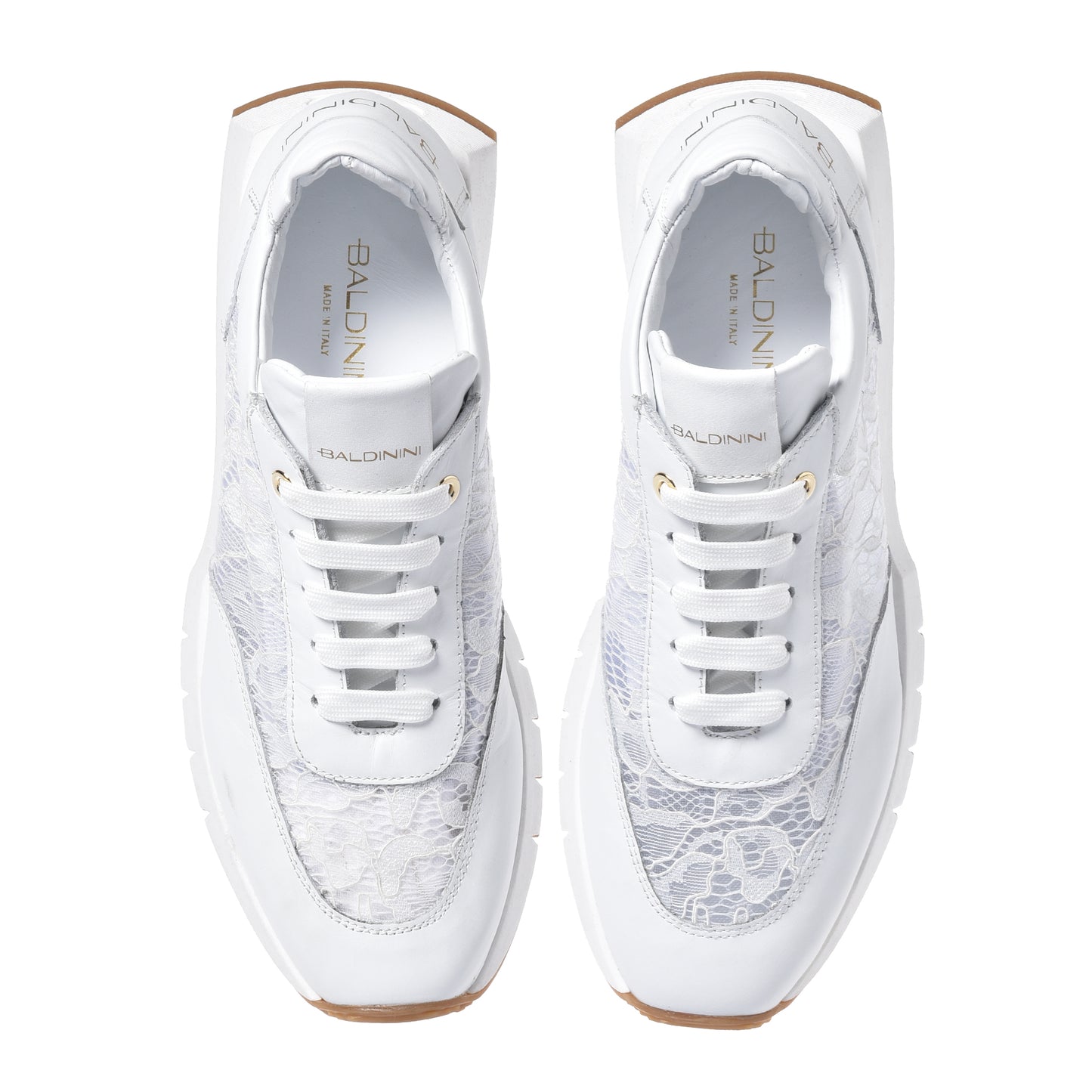Sneaker en nappa et dentelle blanc