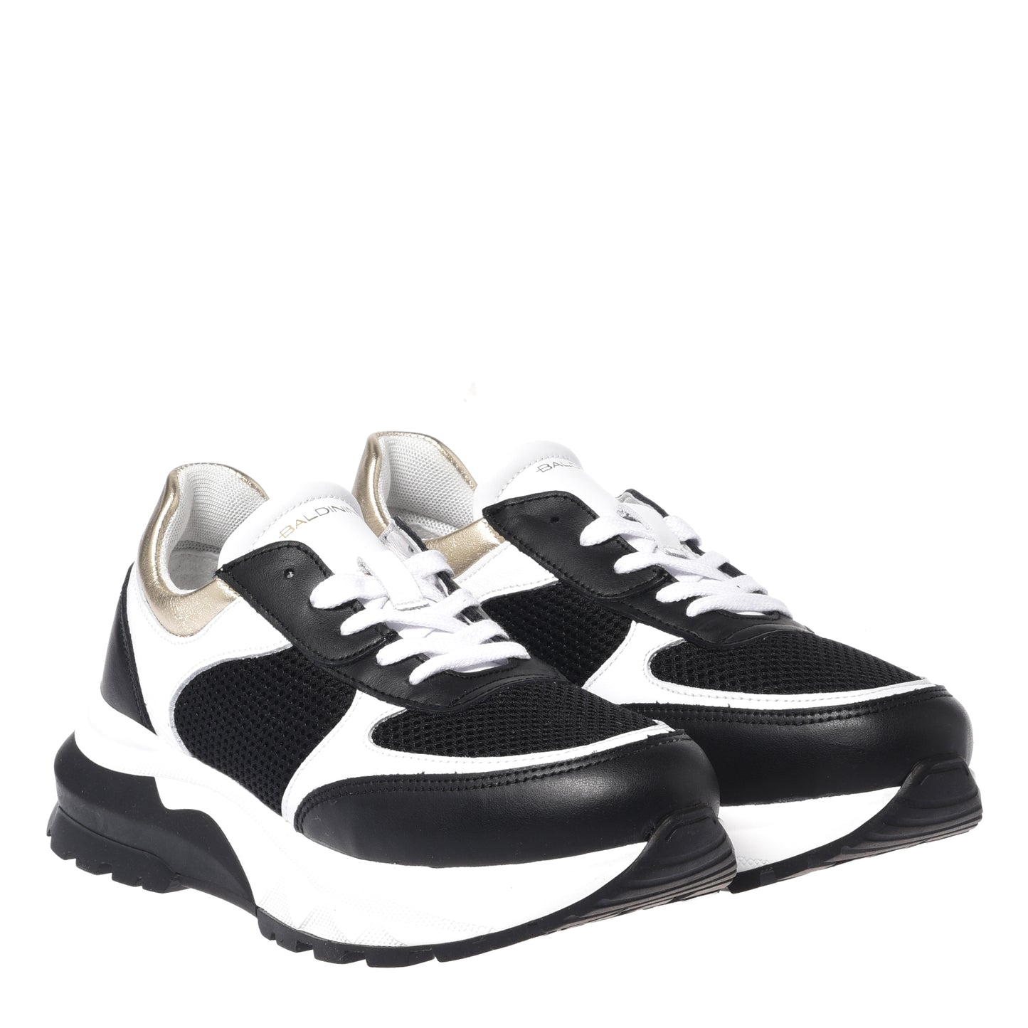 Sneaker en cuir et mesh noir