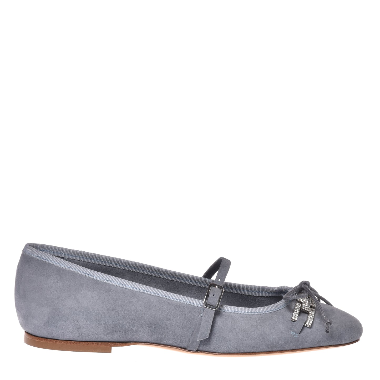 Light gray suede ballerina