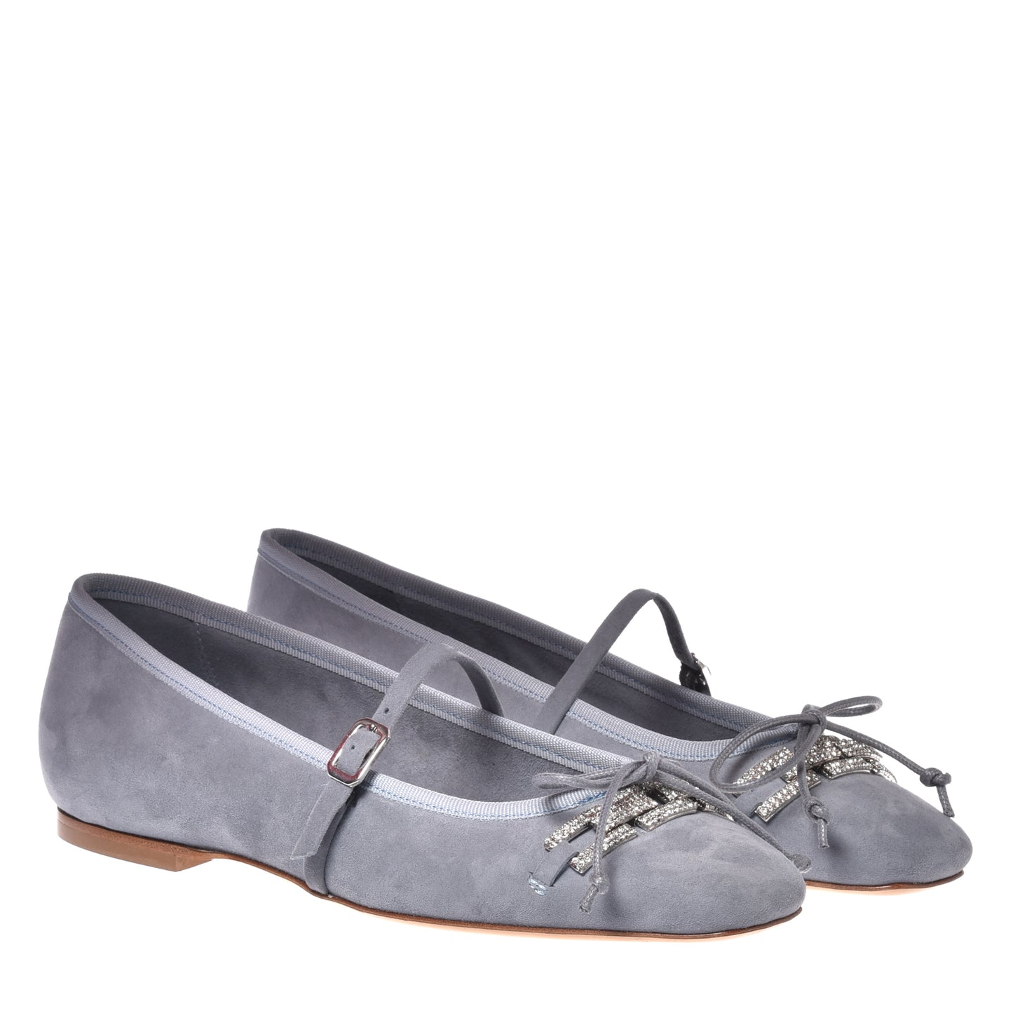 Light gray suede ballerina