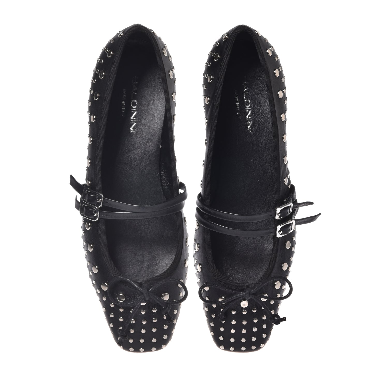 Black nappa ballerina with studs