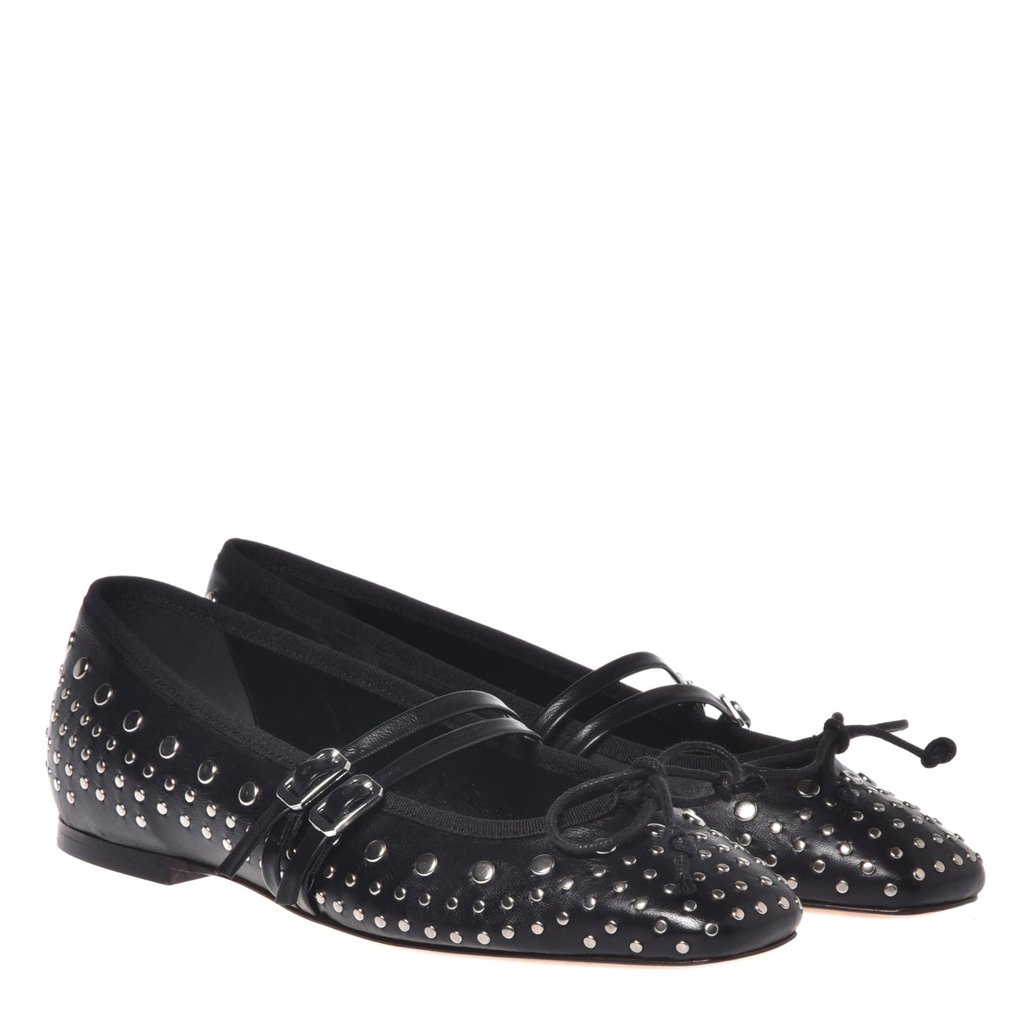 Black nappa ballerina with studs