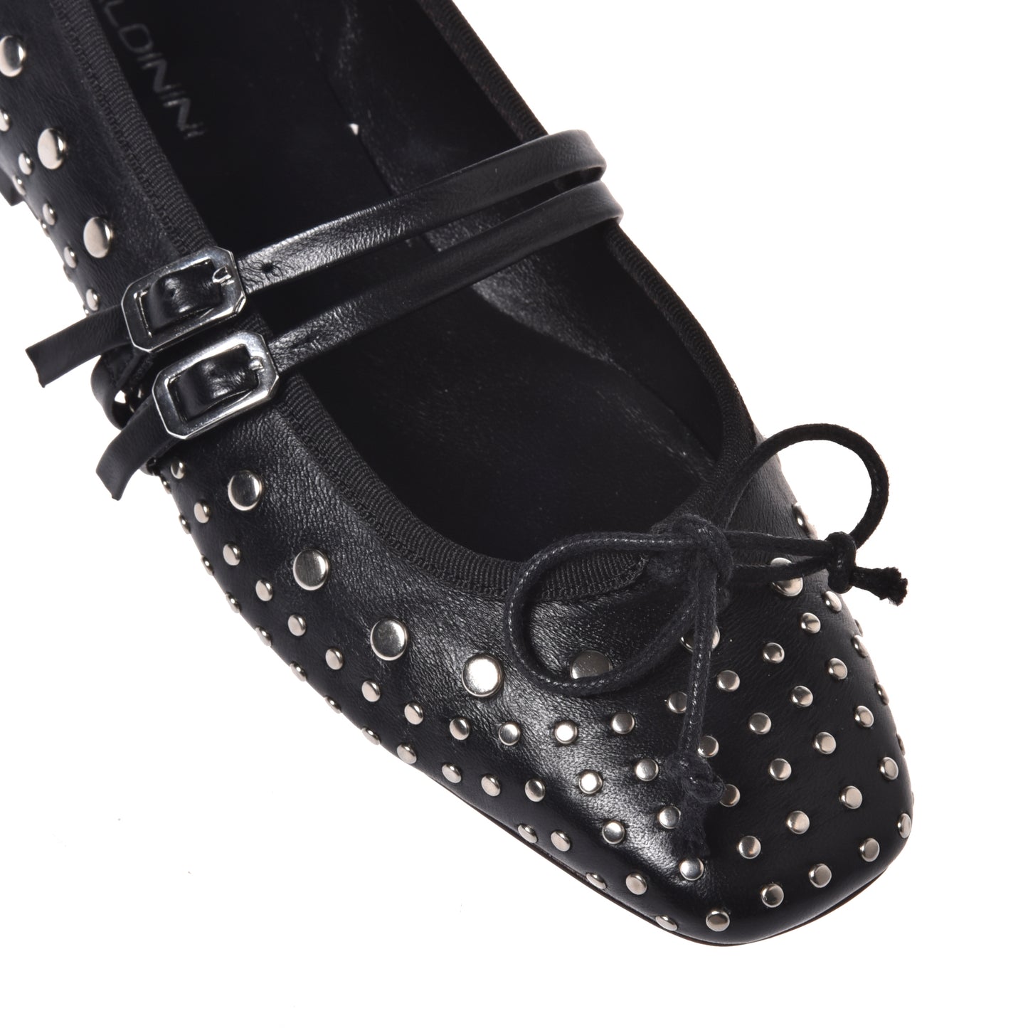Black nappa ballerina with studs