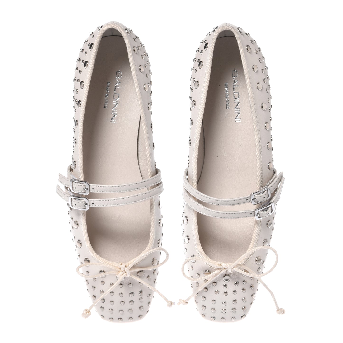 White nappa ballerina with studs